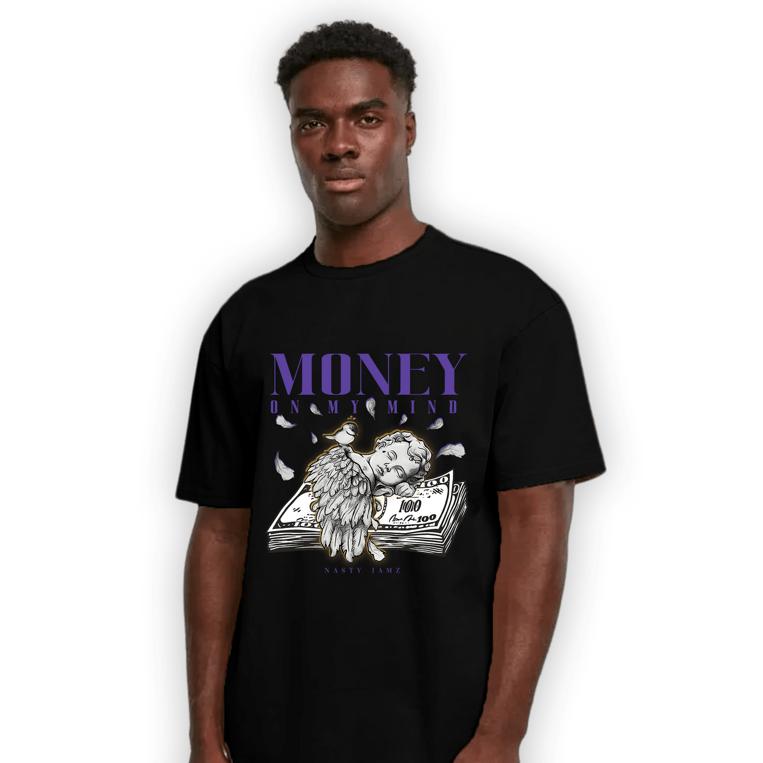 Field Purple 12s T Shirt Match Money On My Mind Angel - NastyJamz