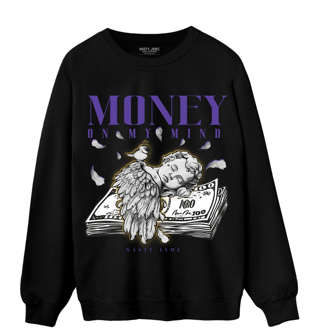 Field Purple 12s Sweatshirt Match Money On My Mind Angel - NastyJamz