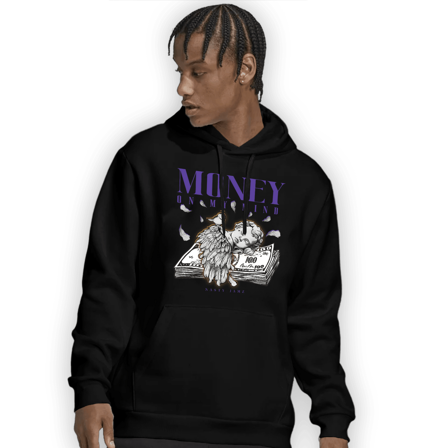 Field Purple 12s Hoodie Match Money On My Mind Angel - NastyJamz