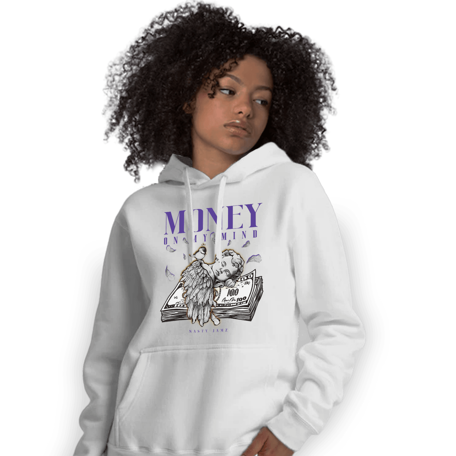 Field Purple 12s Hoodie Match Money On My Mind Angel - NastyJamz