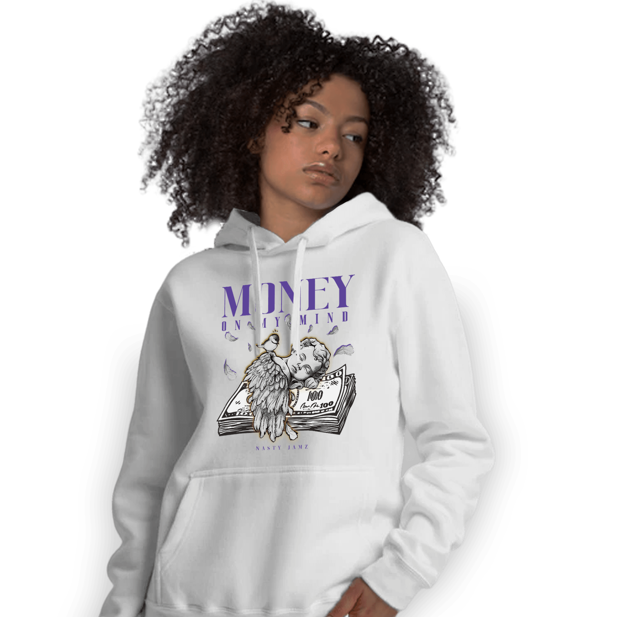 Field Purple 12s Hoodie Match Money On My Mind Angel - NastyJamz