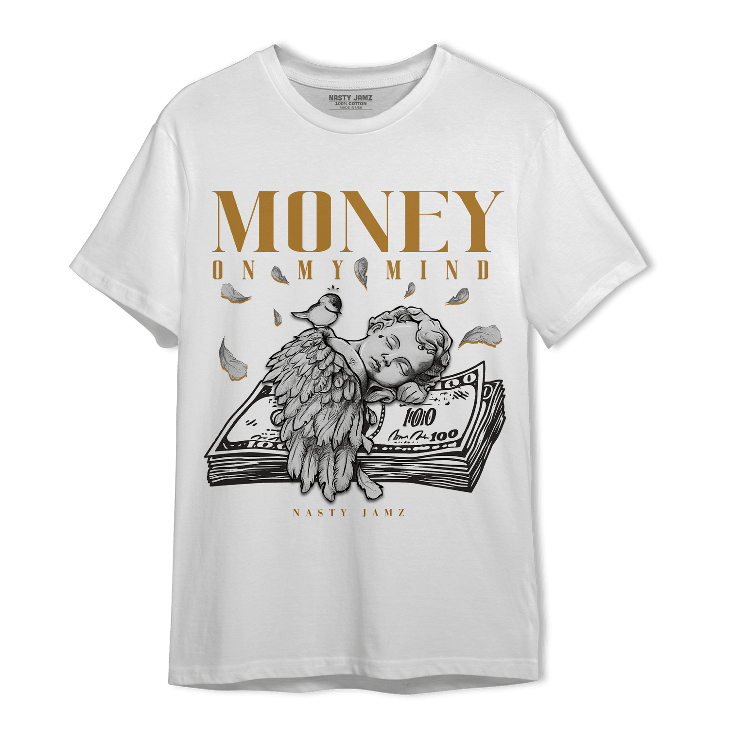 Wheat 13s T Shirt Match Money On My Mind Angel - NastyJamz
