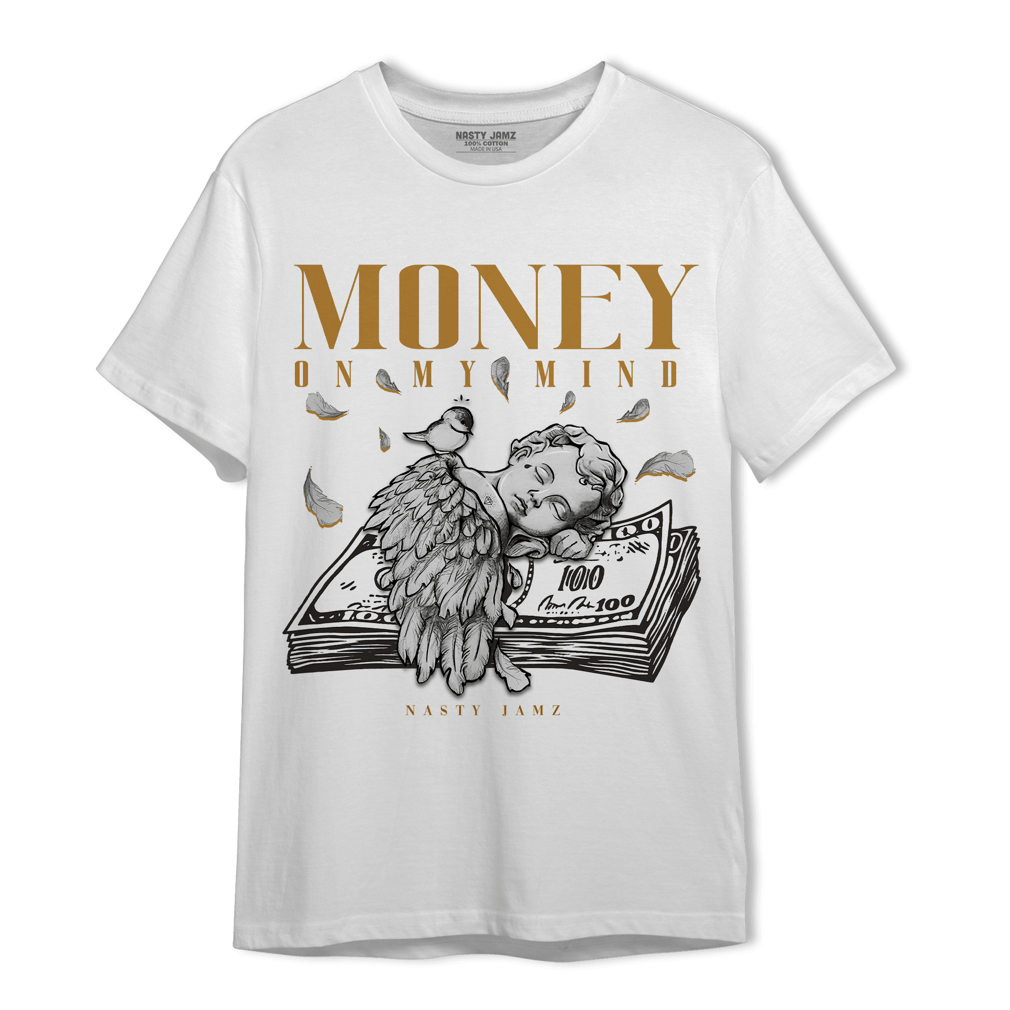 Wheat 13s T Shirt Match Money On My Mind Angel - NastyJamz
