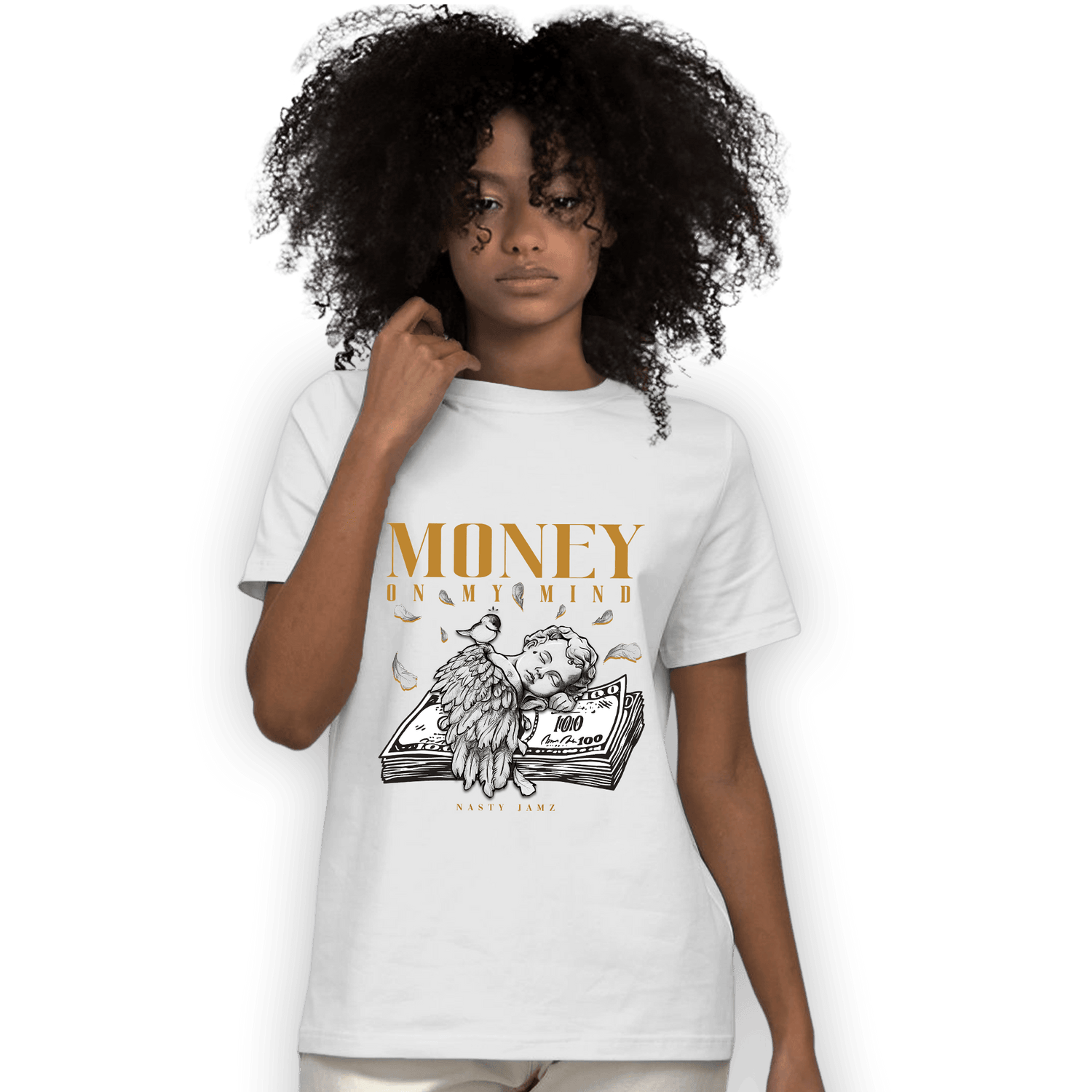 Wheat 13s T Shirt Match Money On My Mind Angel - NastyJamz