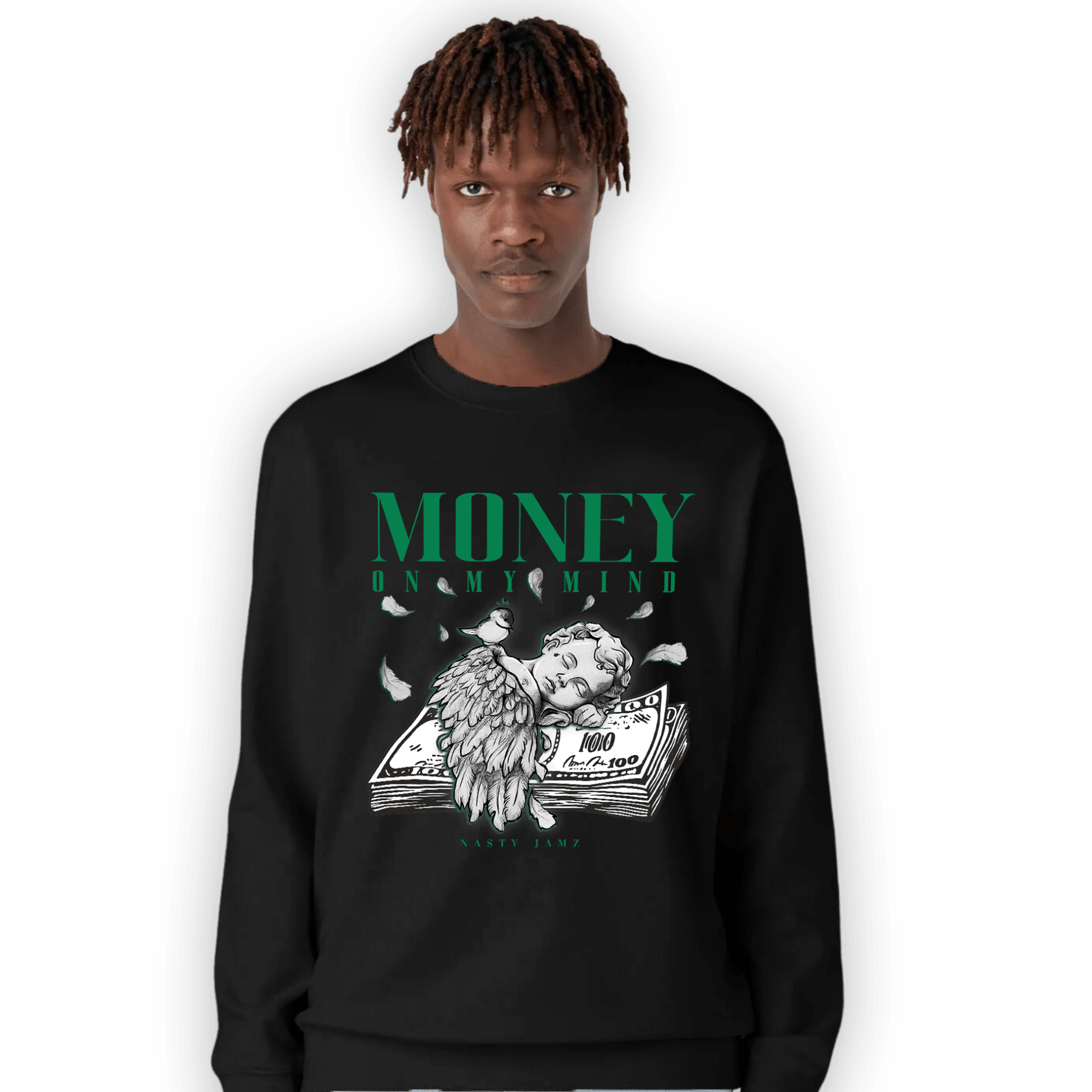 Celtic Lucky Green 1s Sweatshirt Match Money On My Mind Angel - NastyJamz
