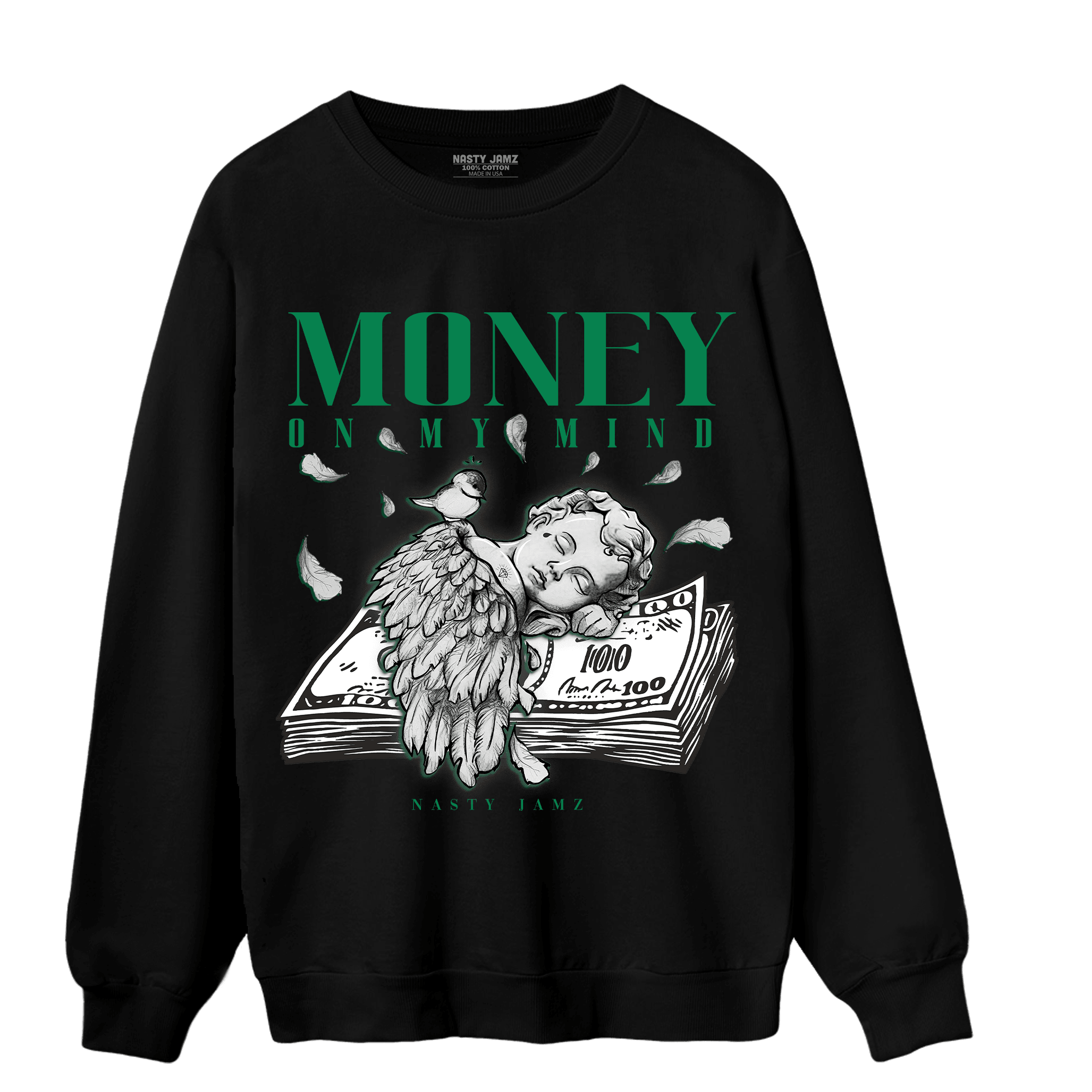 Celtic Lucky Green 1s Sweatshirt Match Money On My Mind Angel - NastyJamz