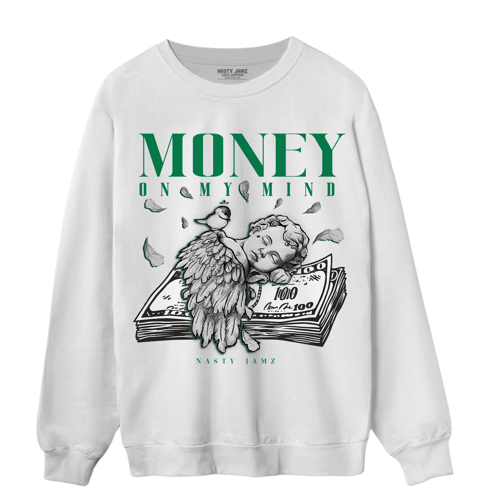 Celtic Lucky Green 1s Sweatshirt Match Money On My Mind Angel - NastyJamz