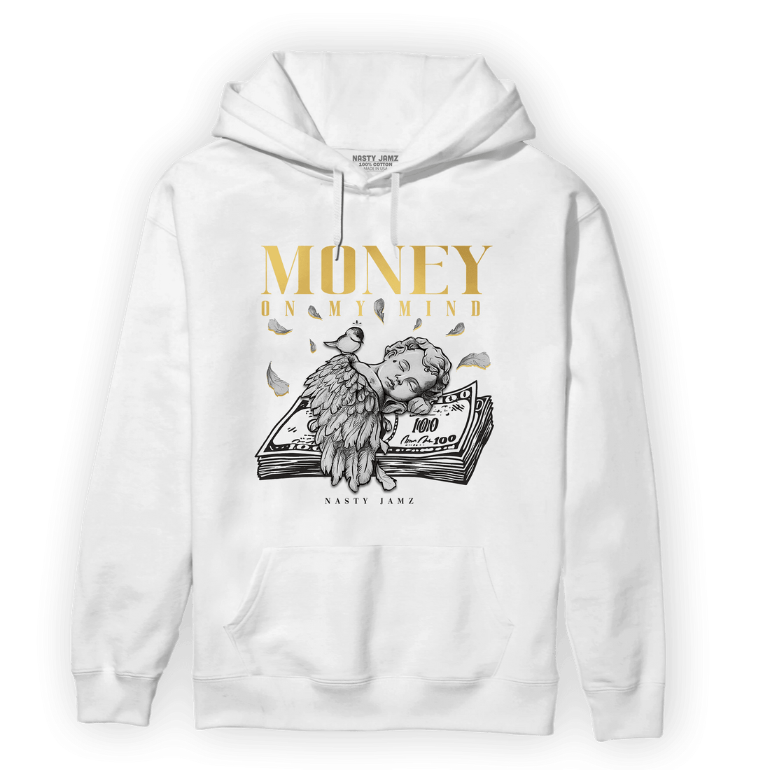Mid SE Black Gold 1s Hoodie Match Money On My Mind Angel - NastyJamz