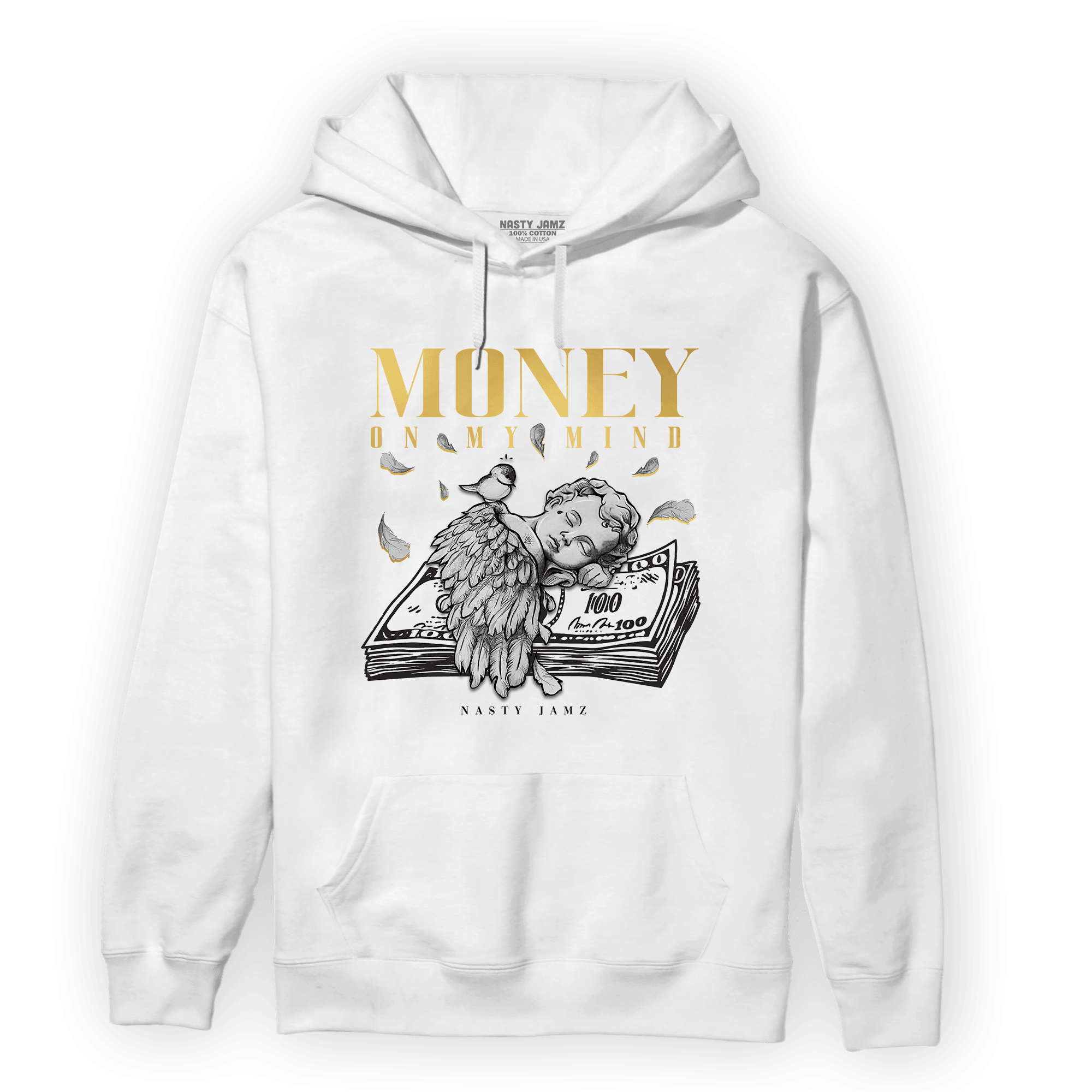 Mid SE Black Gold 1s Hoodie Match Money On My Mind Angel - NastyJamz
