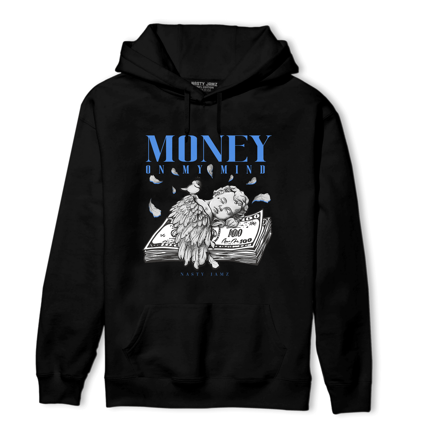 University Blue Toe 1s Hoodie Match Money On My Mind Angel - NastyJamz