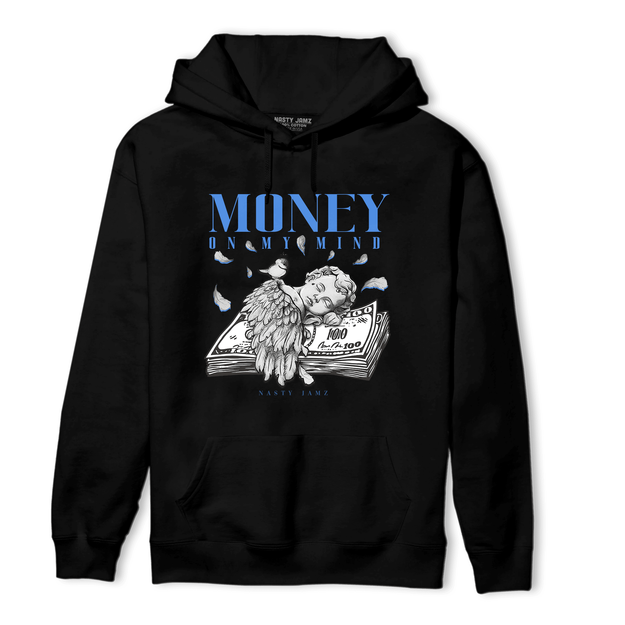 University Blue Toe 1s Hoodie Match Money On My Mind Angel - NastyJamz
