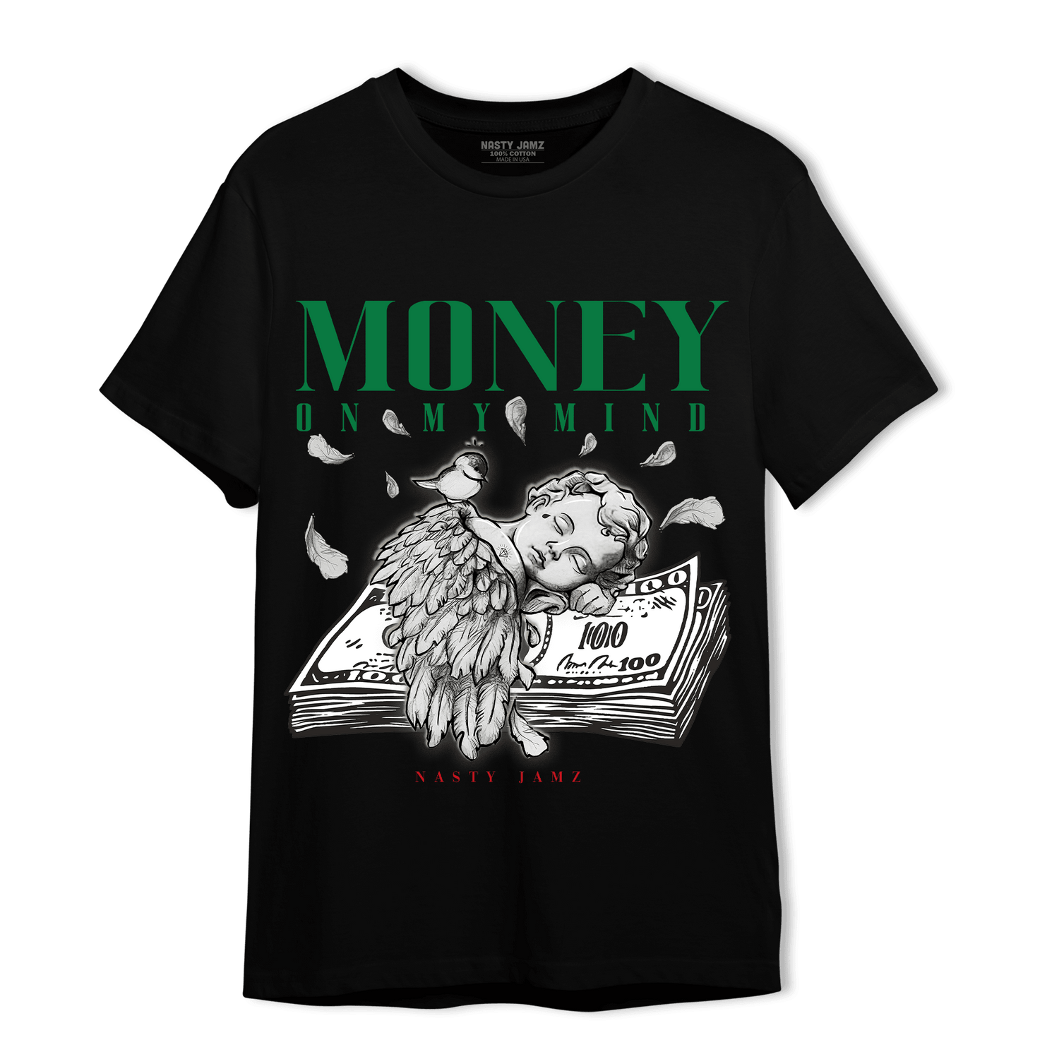 Lucky Green 3s T Shirt Match Money On My Mind Angel - NastyJamz