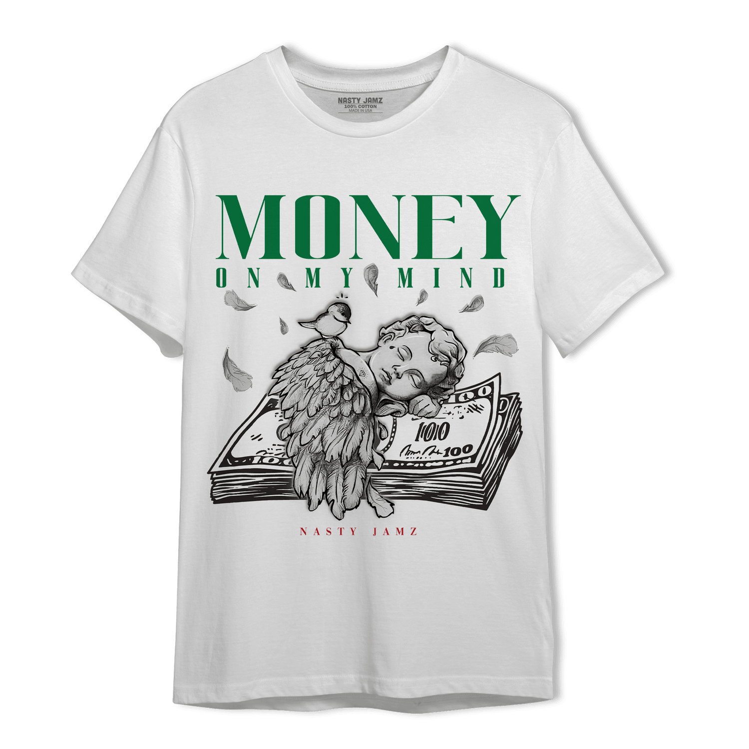 Lucky Green 3s T Shirt Match Money On My Mind Angel - NastyJamz