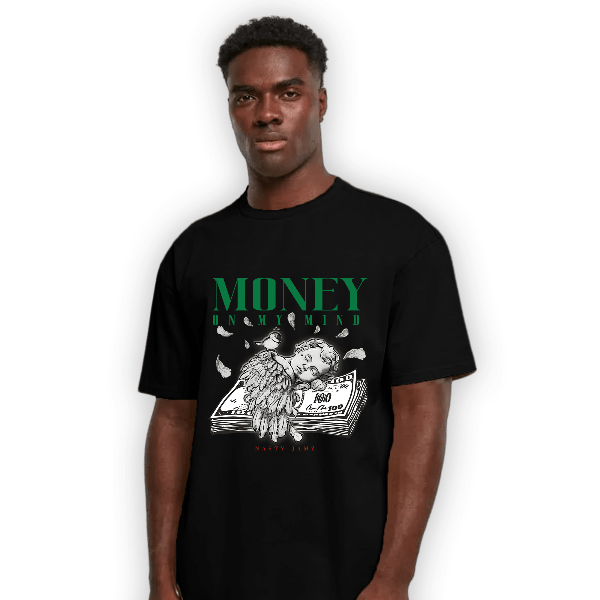 Lucky Green 3s T Shirt Match Money On My Mind Angel - NastyJamz