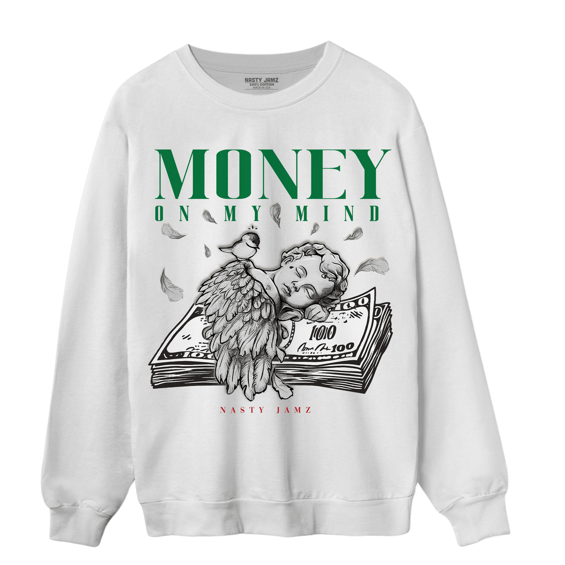 Lucky Green 3s Sweatshirt Match Money On My Mind Angel - NastyJamz