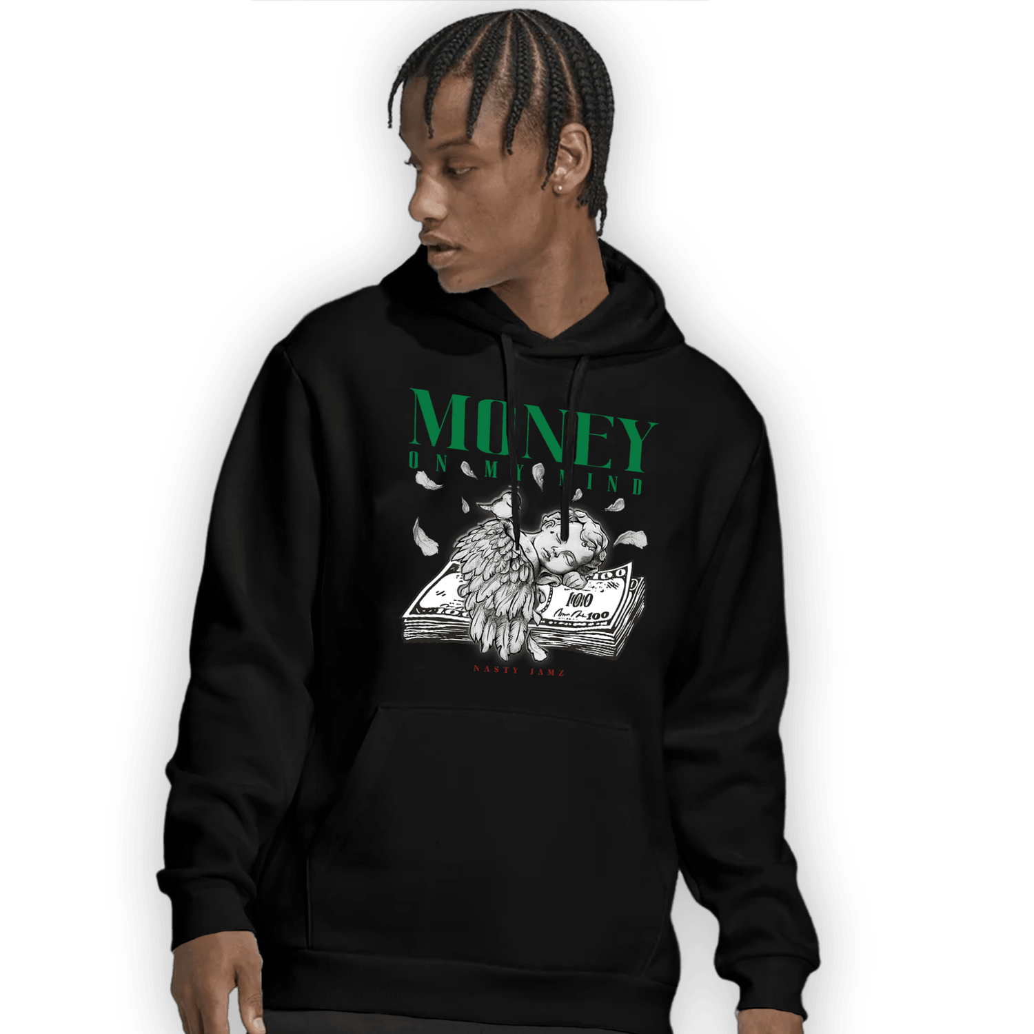 Lucky Green 3s Hoodie Match Money On My Mind Angel - NastyJamz