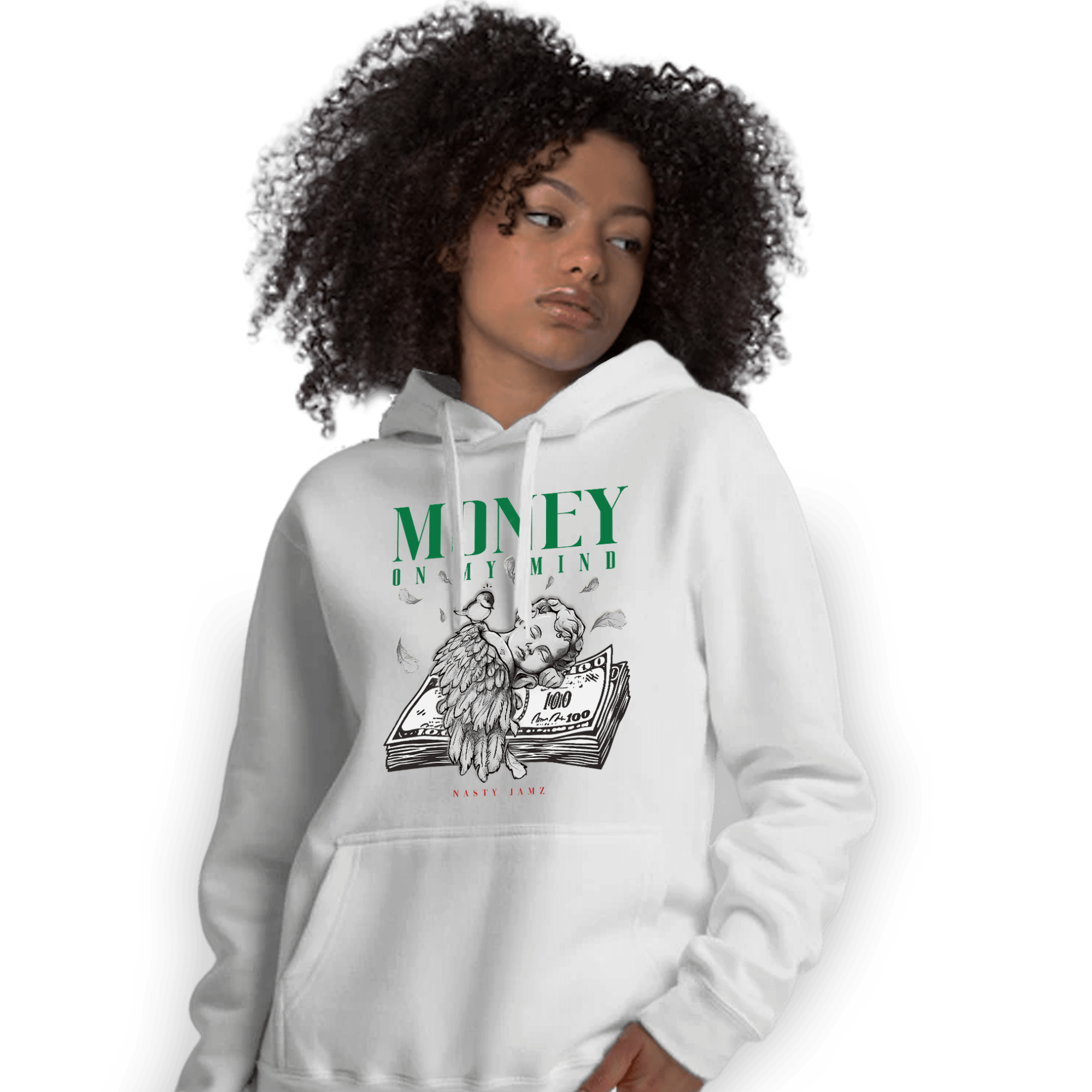 Lucky Green 3s Hoodie Match Money On My Mind Angel - NastyJamz