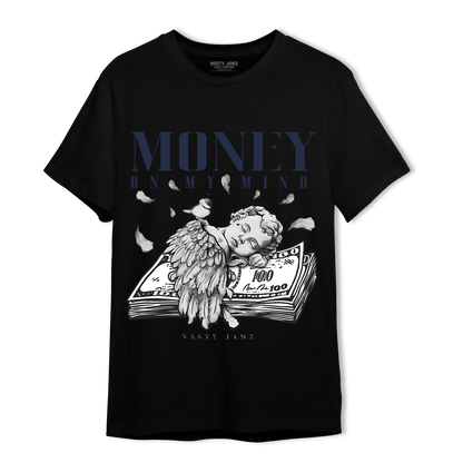White Navy 3s T Shirt Match Money On My Mind Angel - NastyJamz