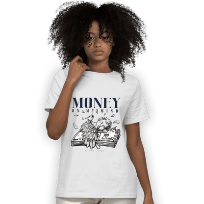 White Navy 3s T Shirt Match Money On My Mind Angel - NastyJamz