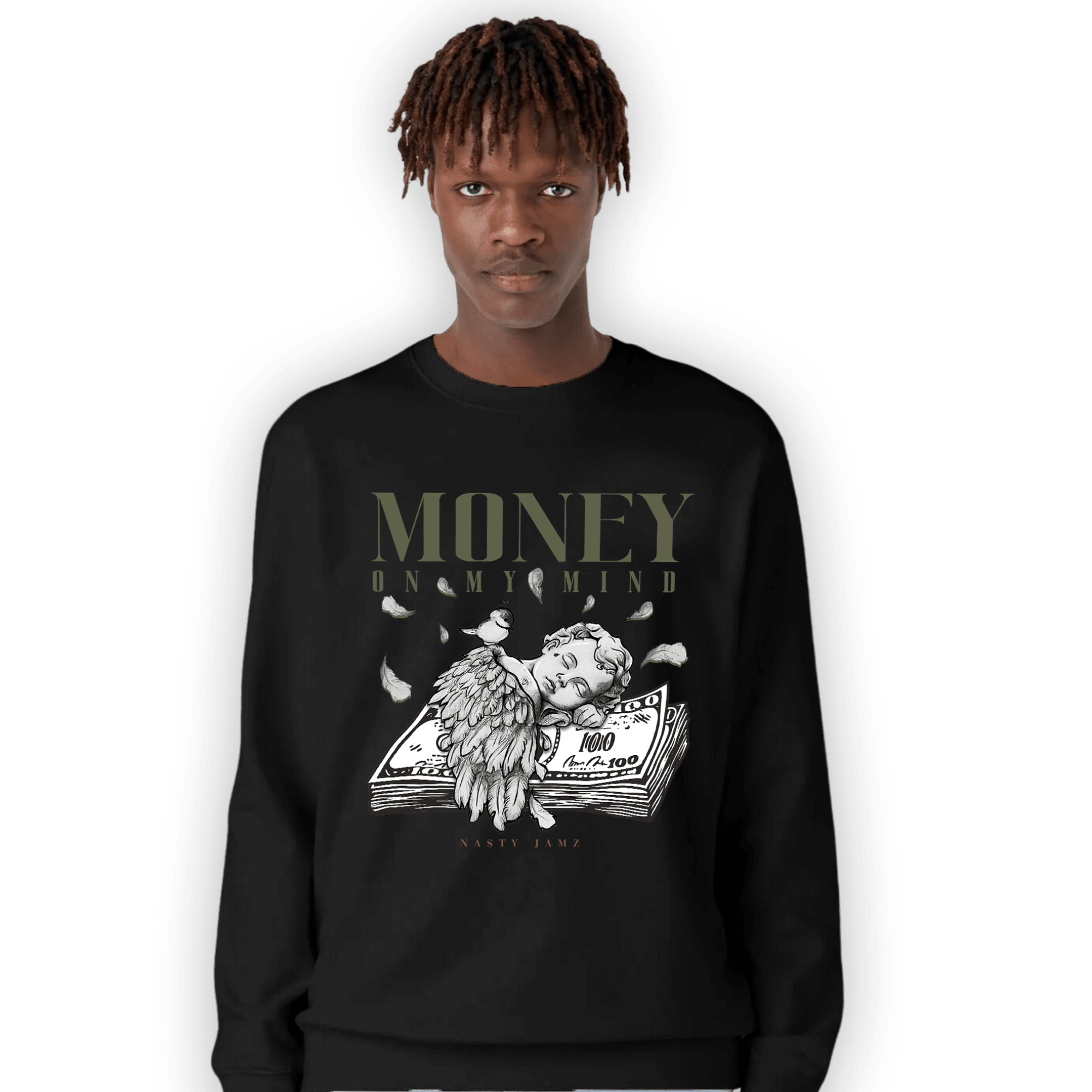 SE Craft Medium Olive 4s Sweatshirt Match Money On My Mind Angel - NastyJamz
