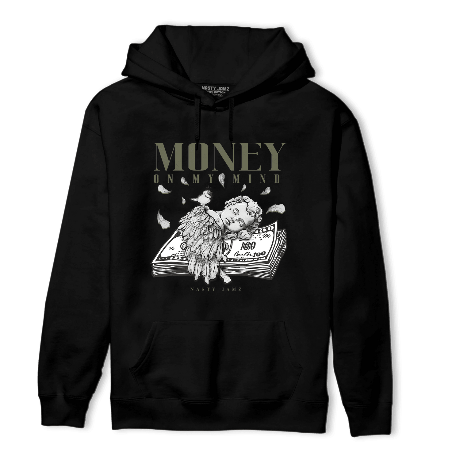 SE Craft Medium Olive 4s Hoodie Match Money On My Mind Angel - NastyJamz
