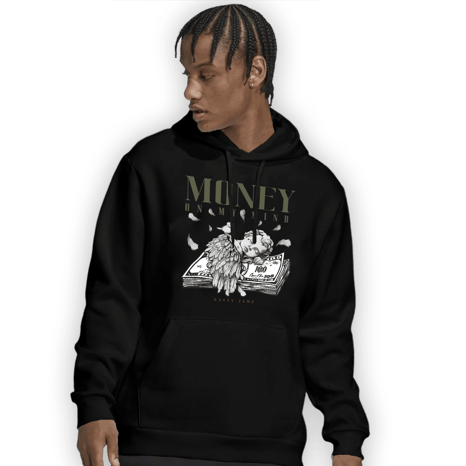 SE Craft Medium Olive 4s Hoodie Match Money On My Mind Angel - NastyJamz