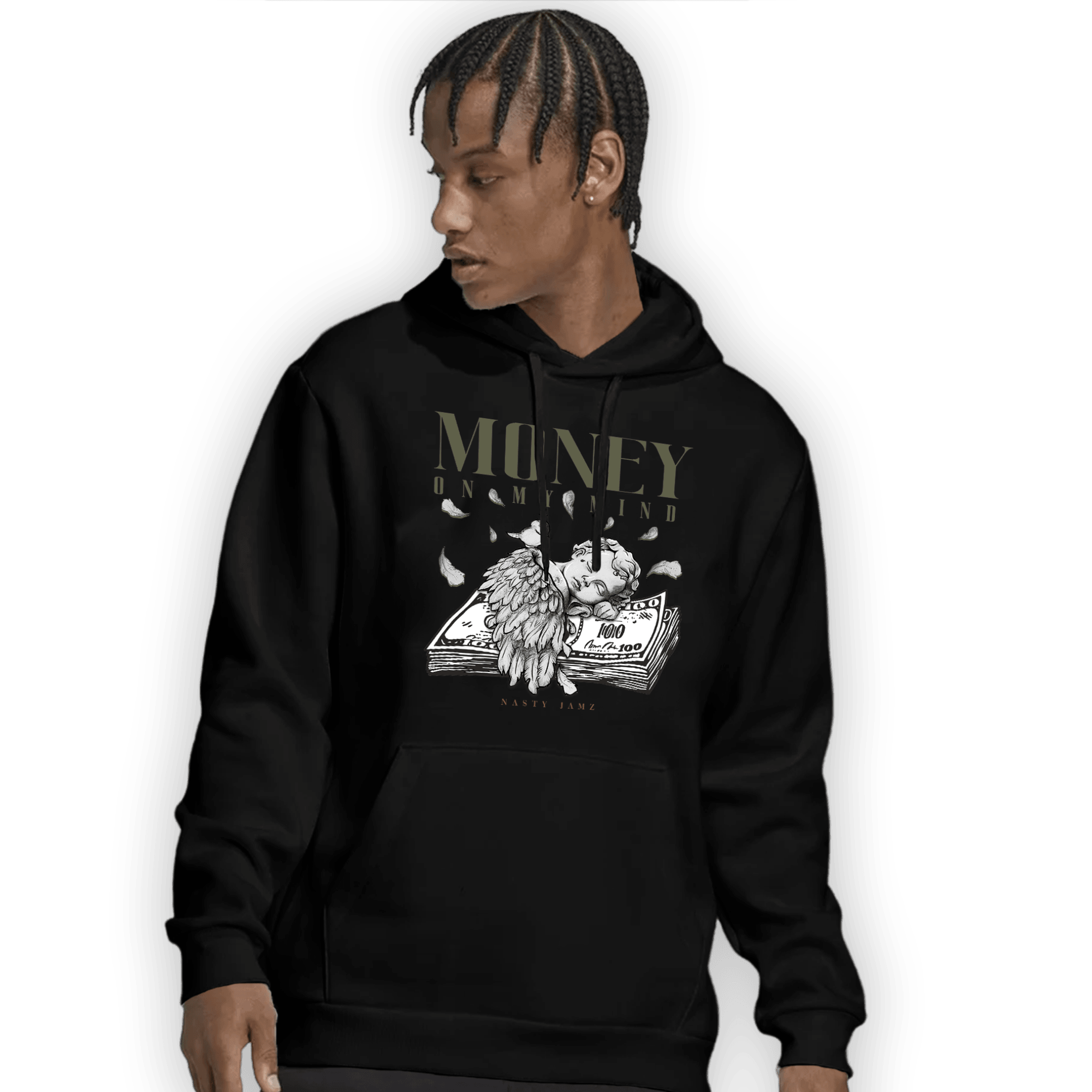 SE Craft Medium Olive 4s Hoodie Match Money On My Mind Angel - NastyJamz