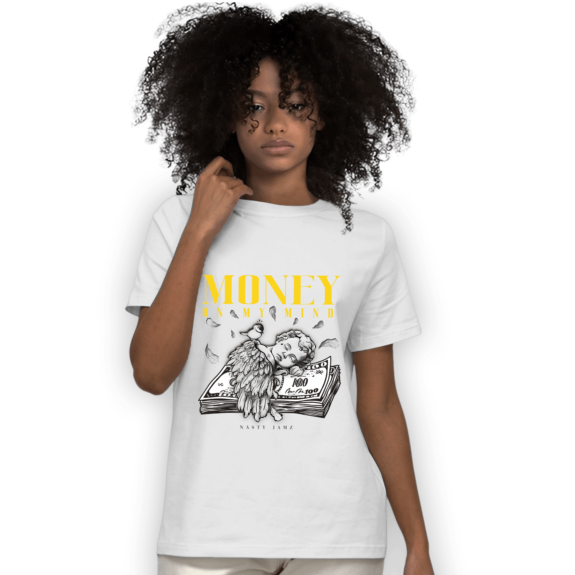 Thunder 4s T Shirt Match Money On My Mind Angel - NastyJamz