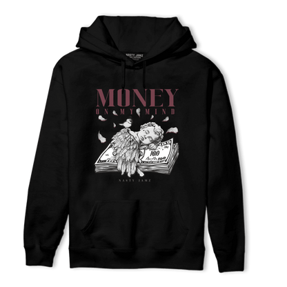 Burgundy 5s Hoodie Match Money On My Mind Angel - NastyJamz