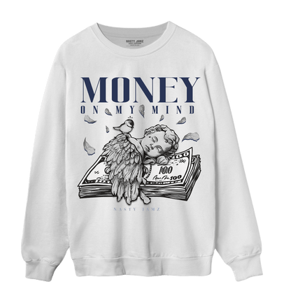 Midnight Navy 5s Sweatshirt Match Money On My Mind Angel - NastyJamz