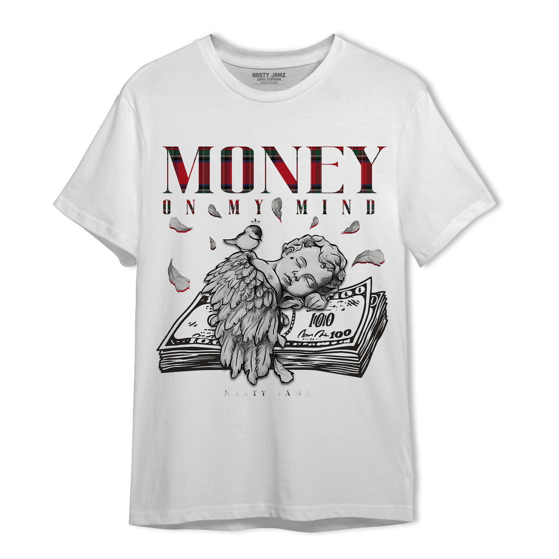 Plaid 5s T Shirt Match Money On My Mind Angel - NastyJamz