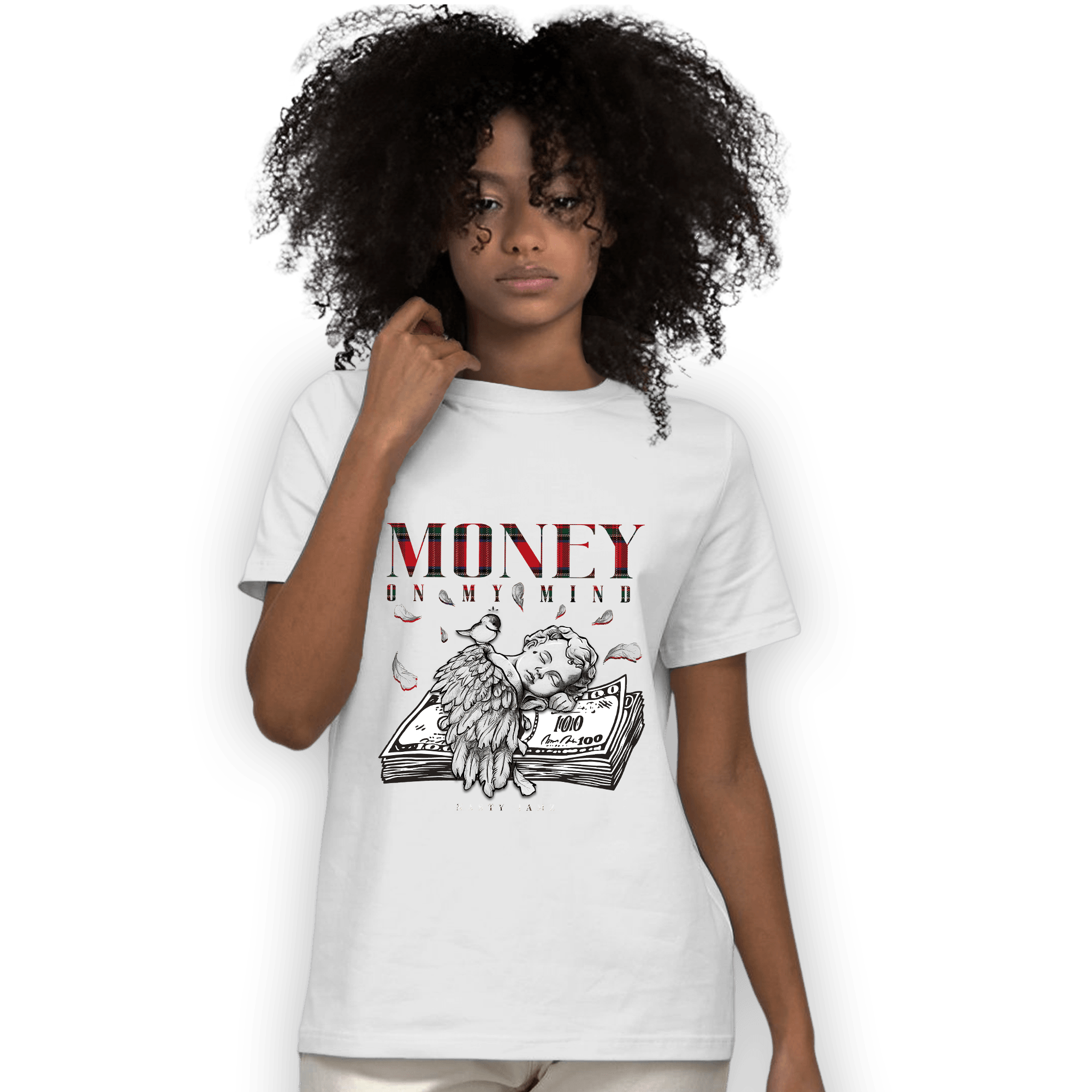 Plaid 5s T Shirt Match Money On My Mind Angel - NastyJamz