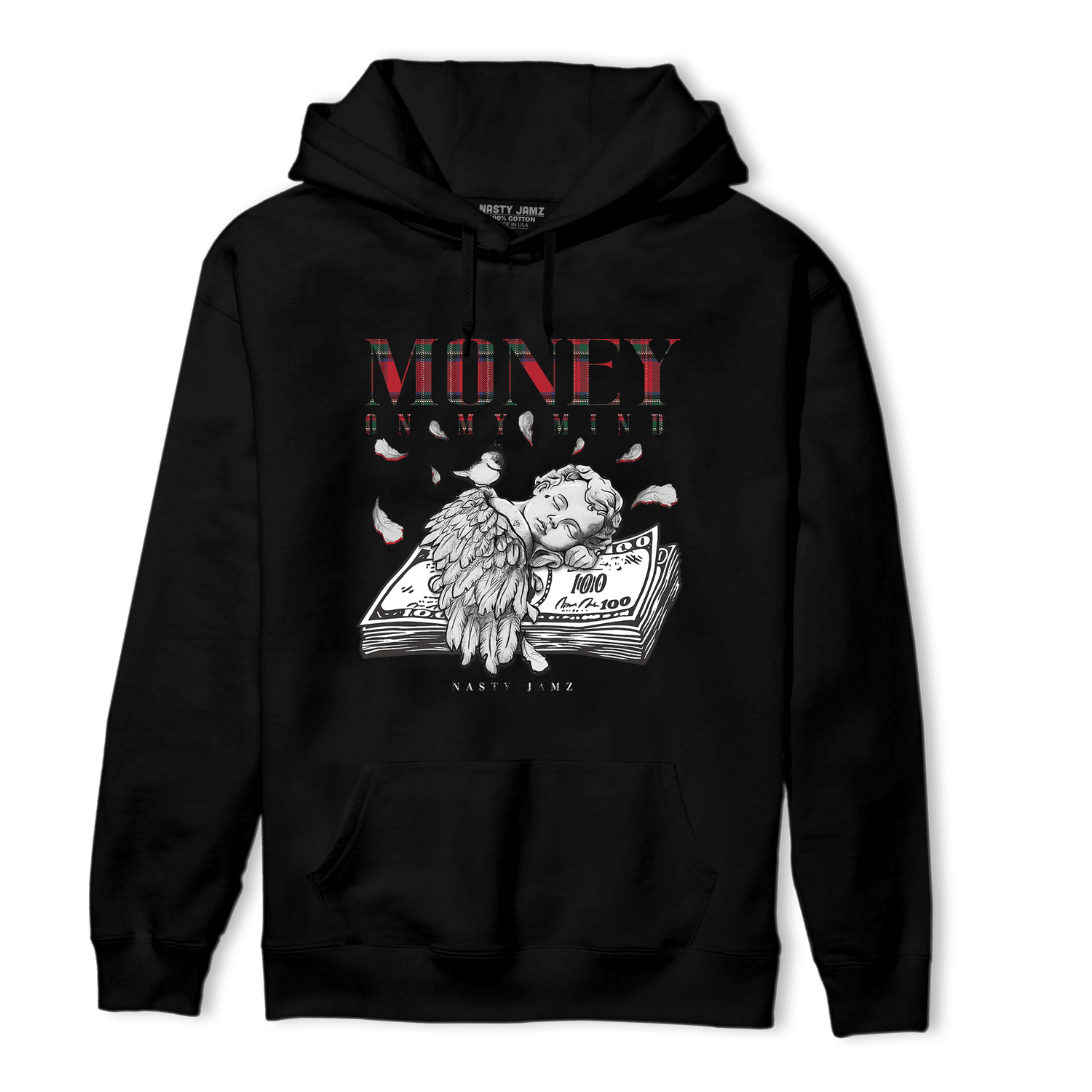 Plaid 5s Hoodie Match Money On My Mind Angel - NastyJamz