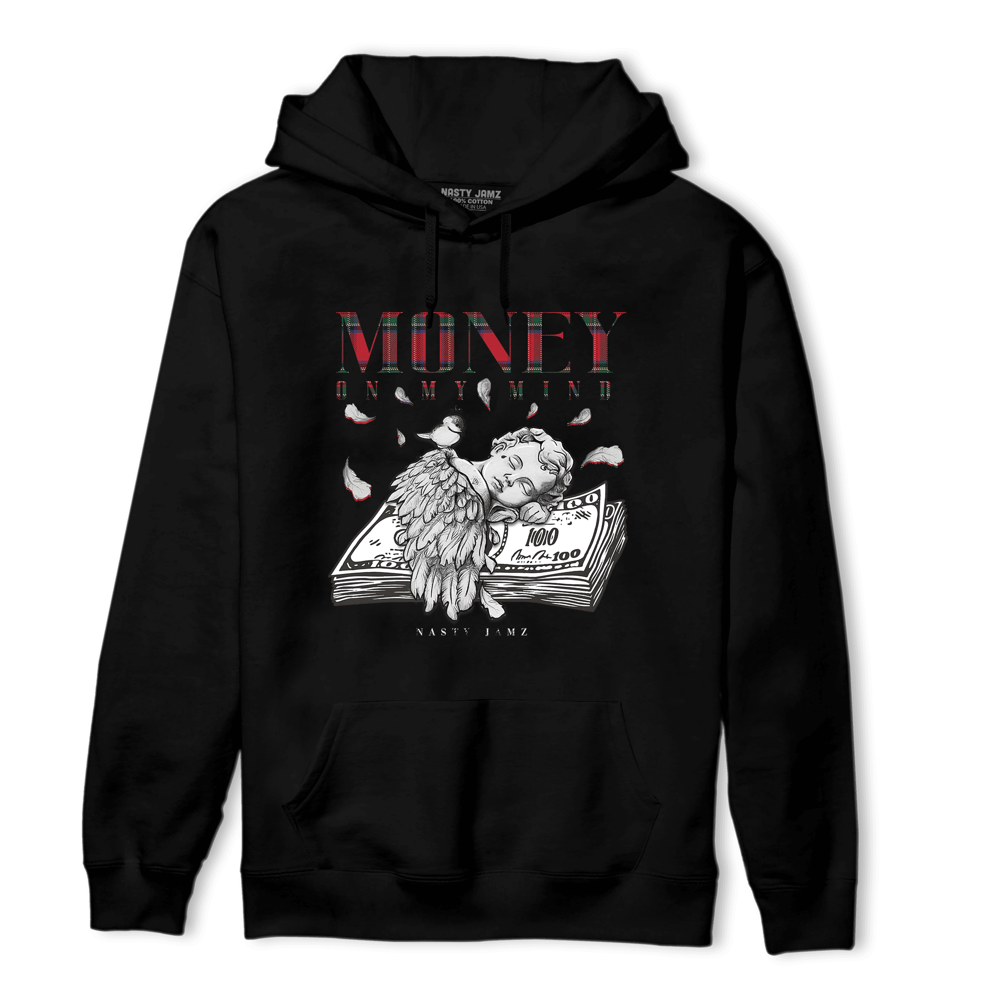 Plaid 5s Hoodie Match Money On My Mind Angel - NastyJamz