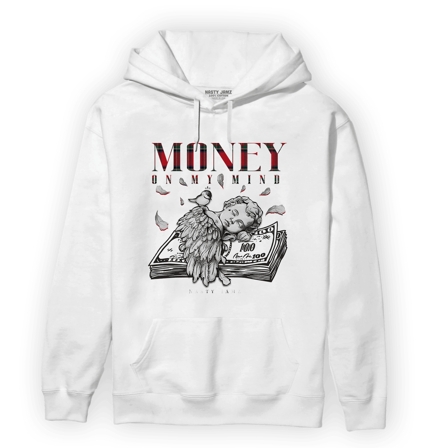 Plaid 5s Hoodie Match Money On My Mind Angel - NastyJamz