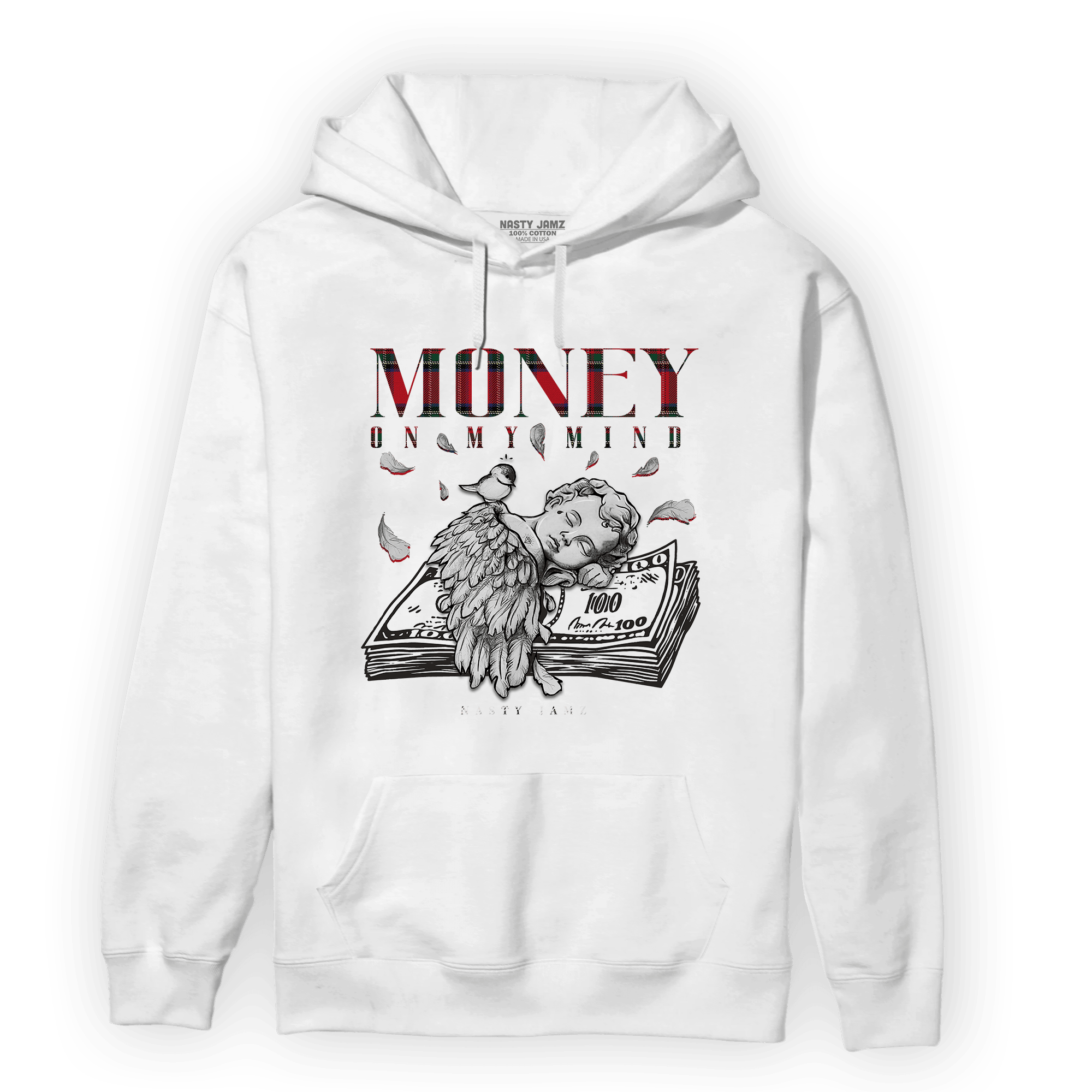 Plaid 5s Hoodie Match Money On My Mind Angel - NastyJamz
