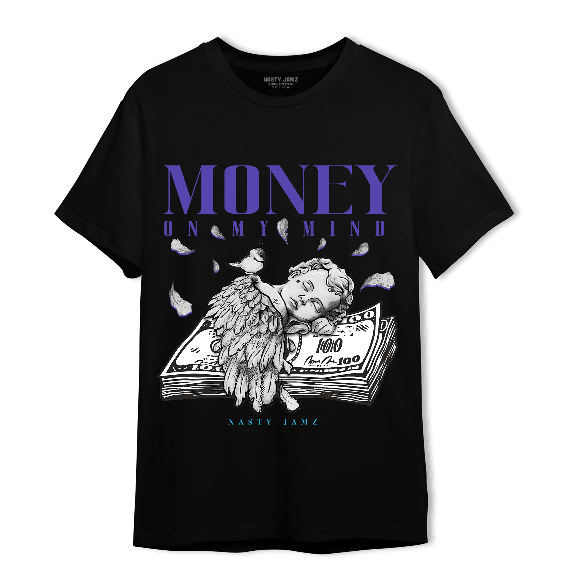 Aqua 6s T Shirt Match Money On My Mind Angel - NastyJamz
