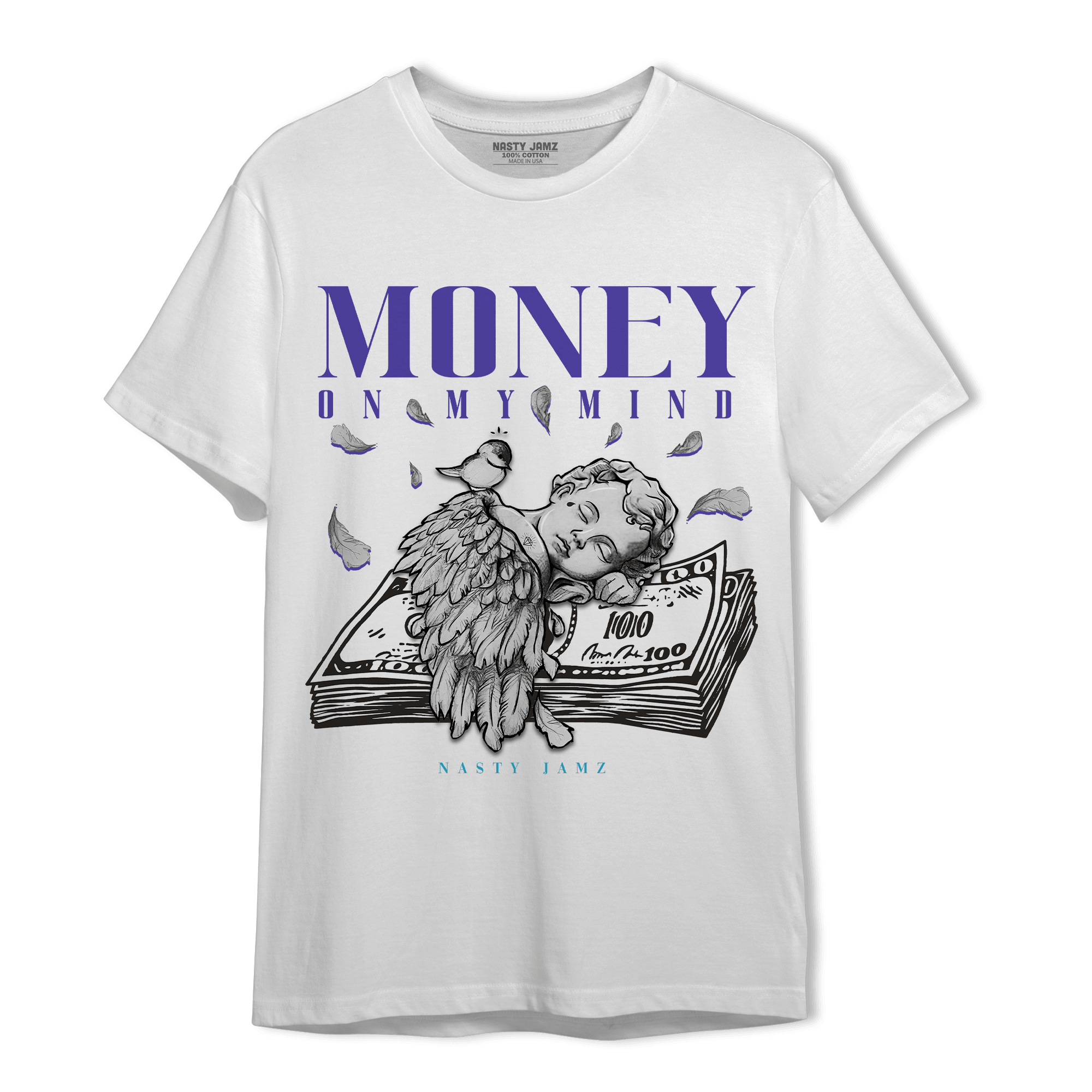 Aqua 6s T Shirt Match Money On My Mind Angel - NastyJamz