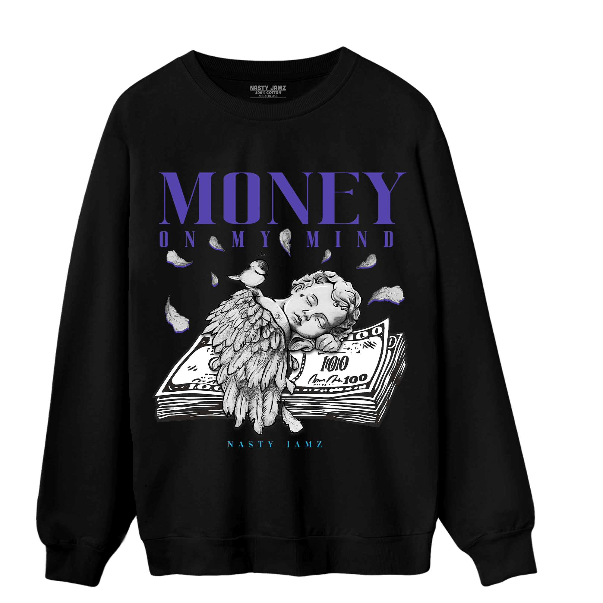 Aqua 6s Sweatshirt Match Money On My Mind Angel - NastyJamz
