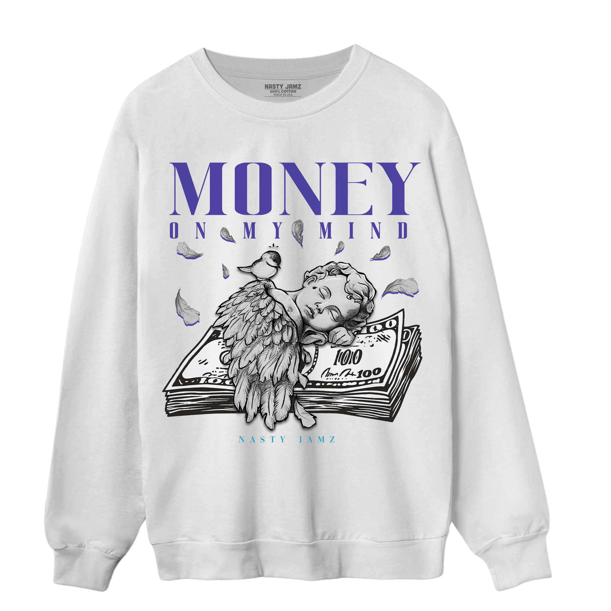 Aqua 6s Sweatshirt Match Money On My Mind Angel - NastyJamz