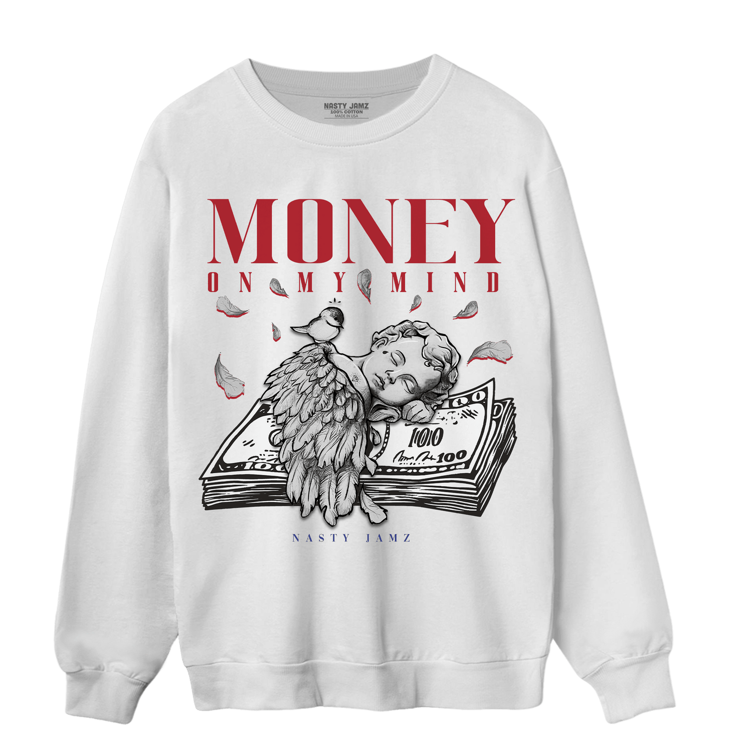 Playoffs 8s Sweatshirt Match Money On My Mind Angel - NastyJamz