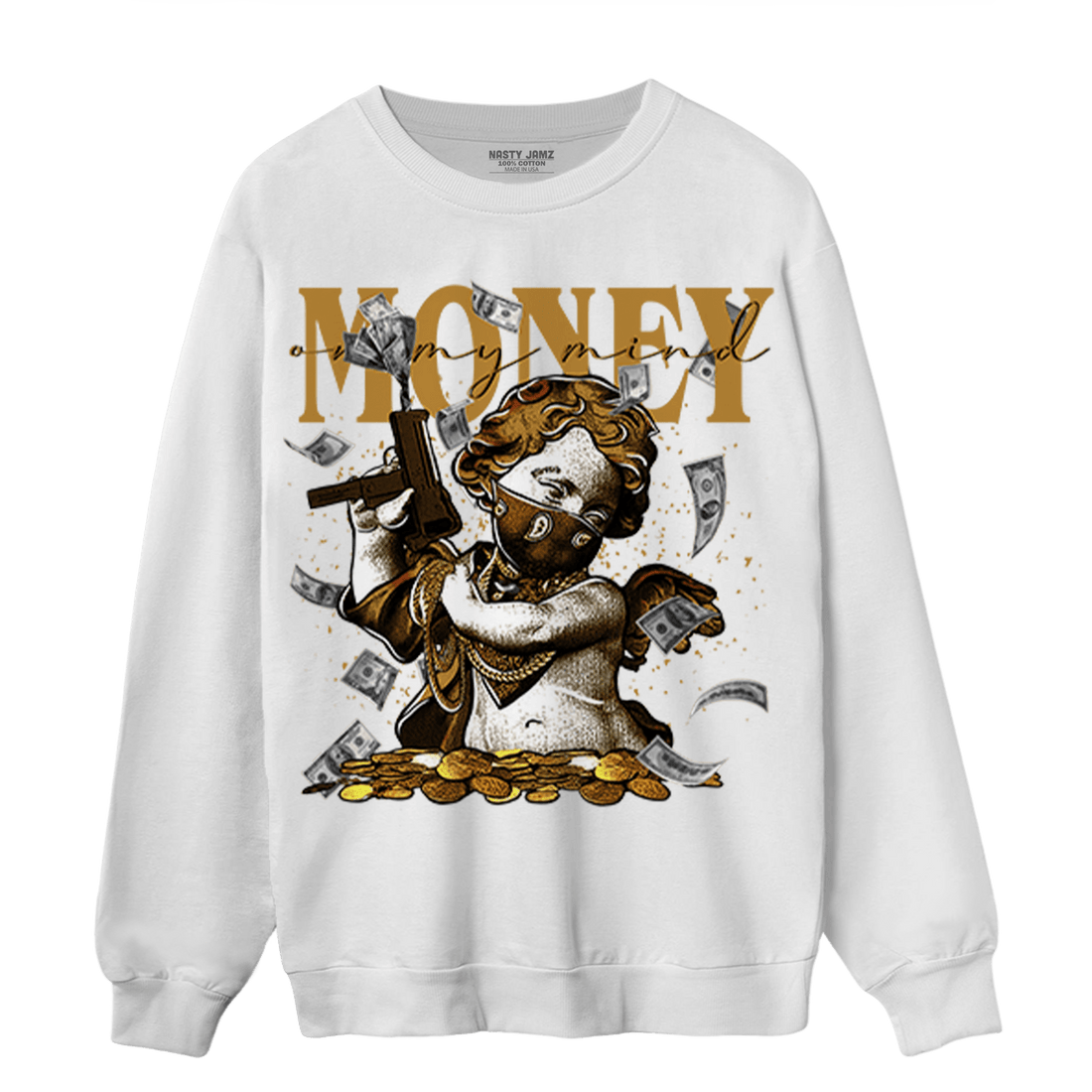 Wheat 13s Sweatshirt Match Money On My Mine Gang - NastyJamz