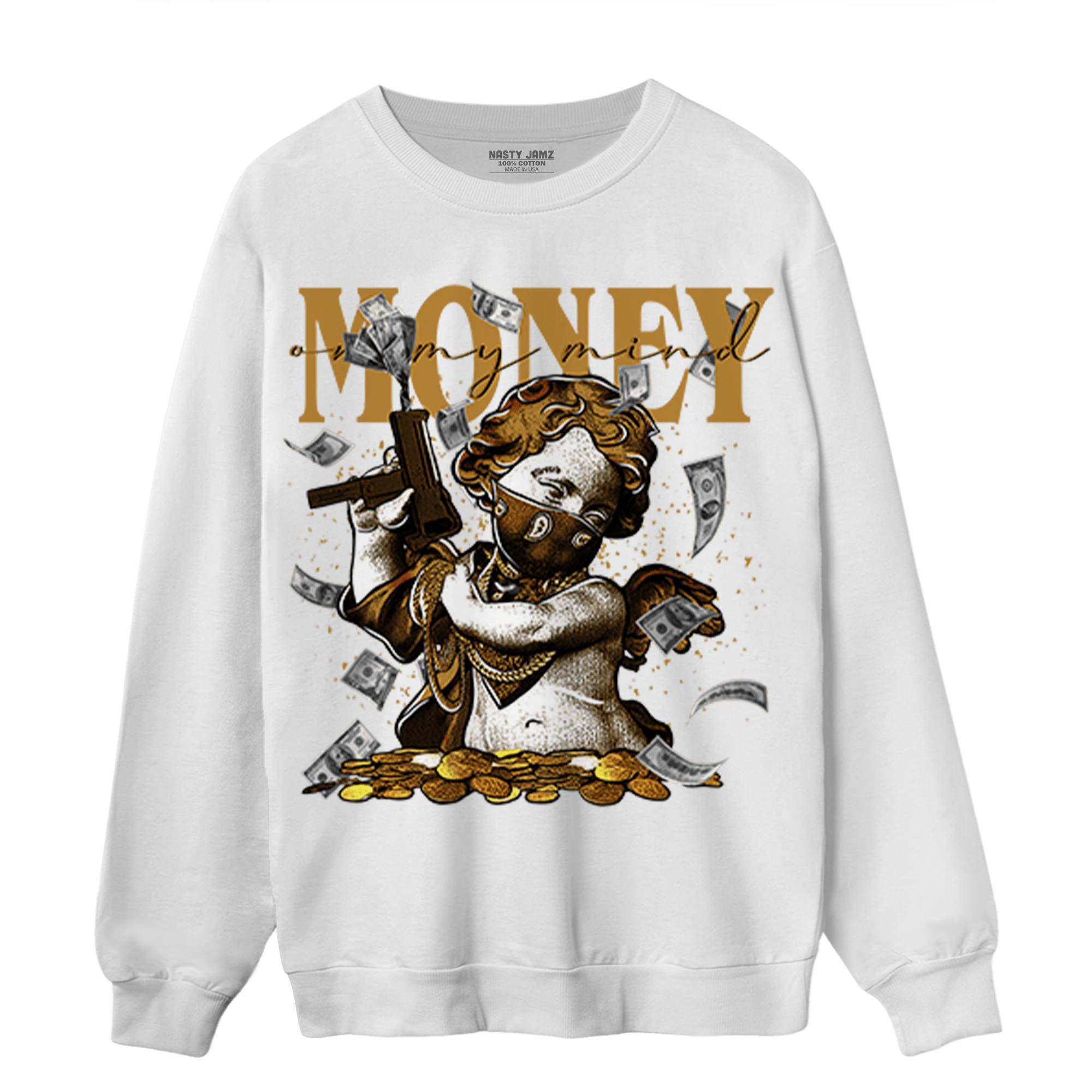 Wheat 13s Sweatshirt Match Money On My Mine Gang - NastyJamz