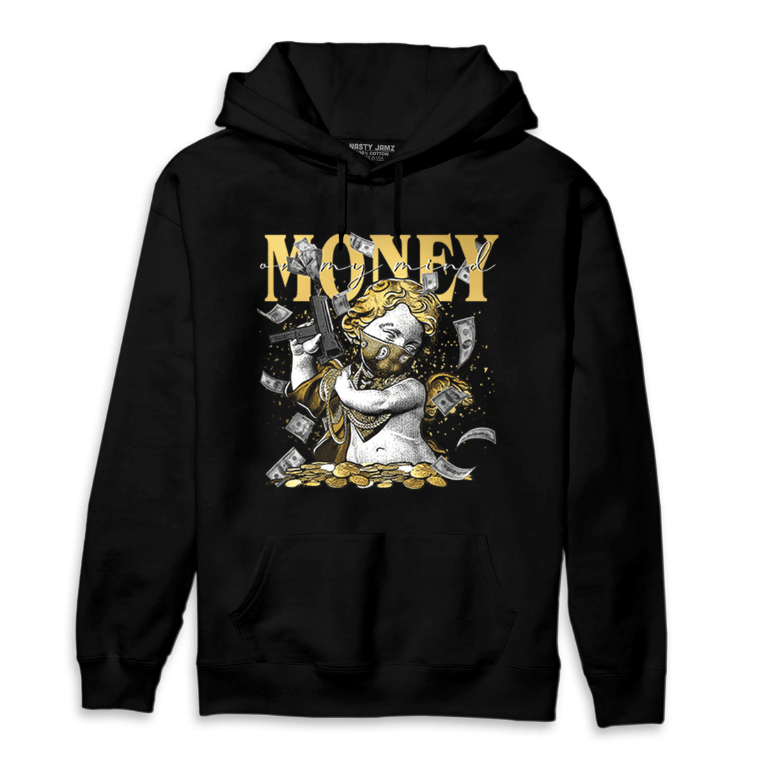 Mid SE Black Gold 1s Hoodie Match Money On My Mine Gang - NastyJamz