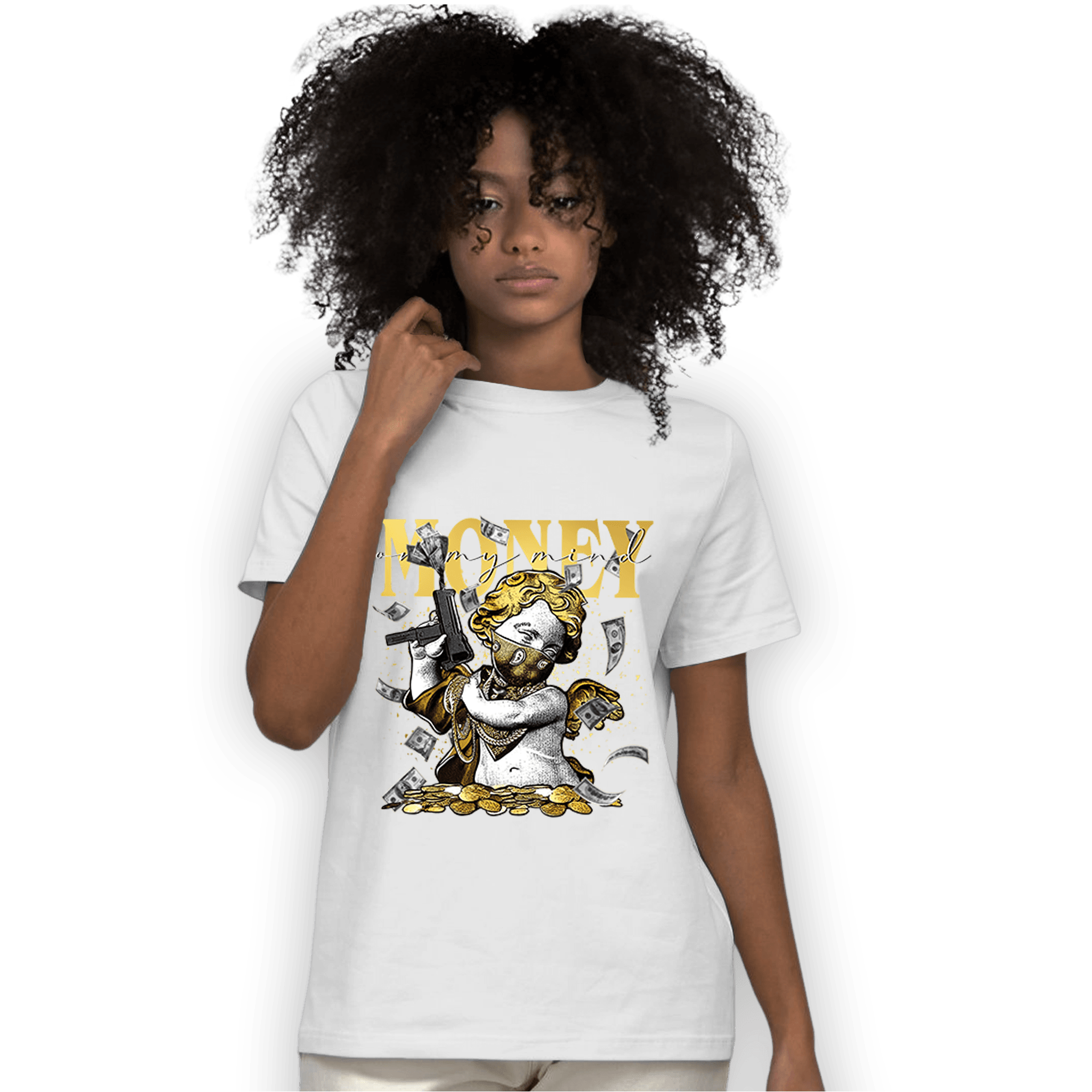 Mid SE Black Gold 1s T Shirt Match Money On My Mine Gang - NastyJamz