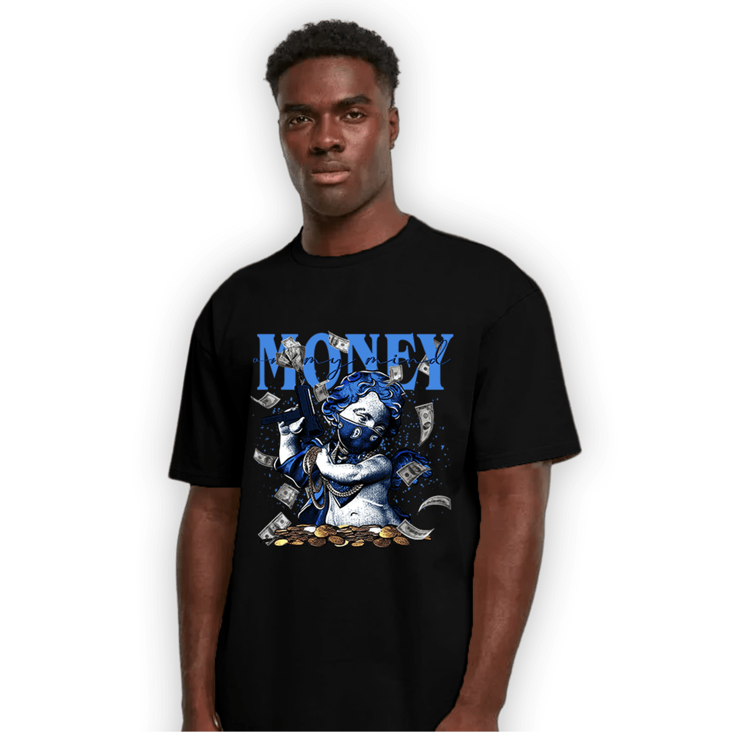 University Blue Toe 1s T Shirt Match Money On My Mine Gang - NastyJamz