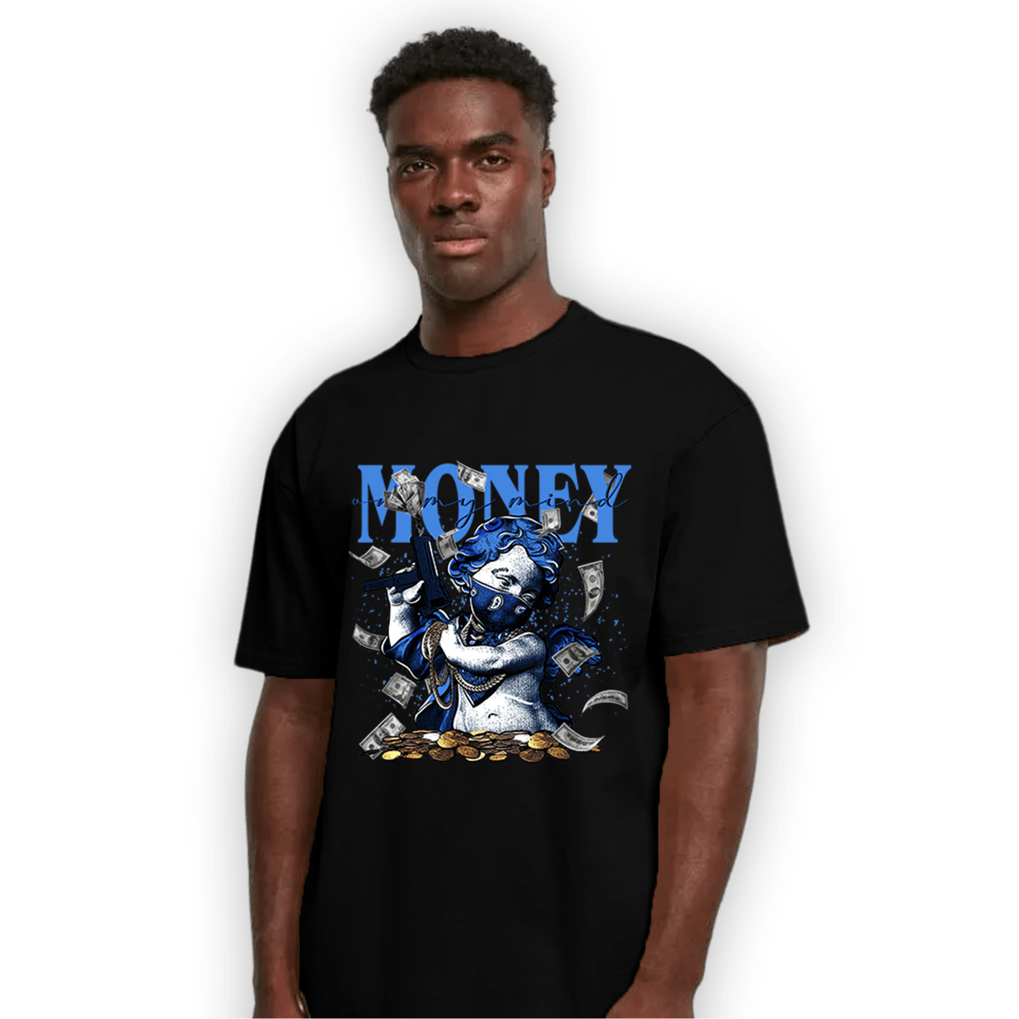 University Blue Toe 1s T Shirt Match Money On My Mine Gang - NastyJamz