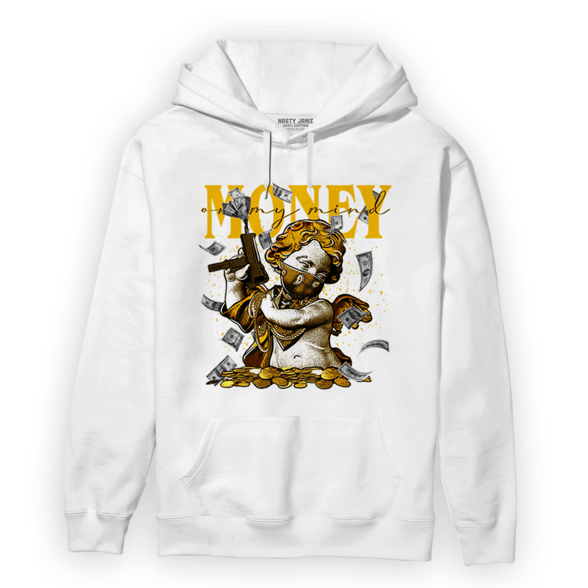 Yellow Ochre 1s Hoodie Match Money On My Mine Gang - NastyJamz
