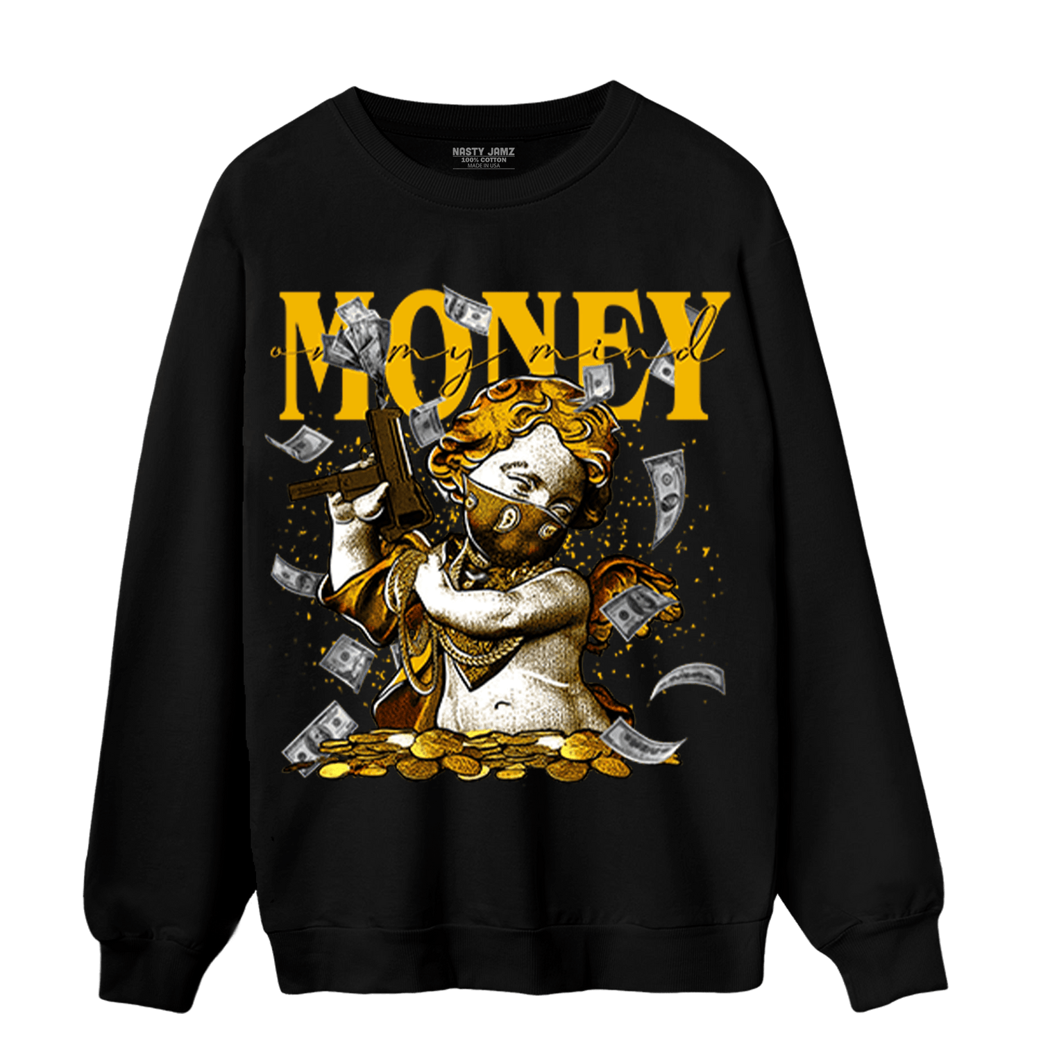 Yellow Ochre 1s Sweatshirt Match Money On My Mine Gang - NastyJamz