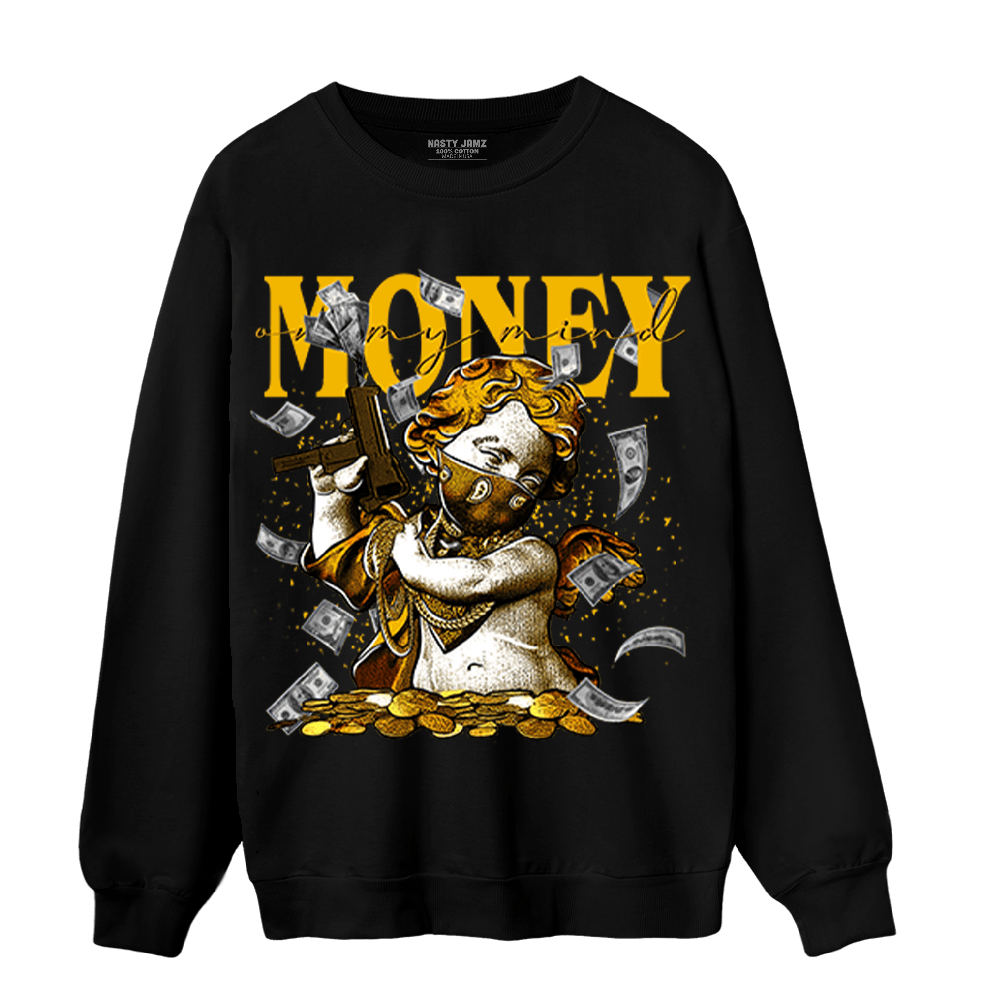 Yellow Ochre 1s Sweatshirt Match Money On My Mine Gang - NastyJamz